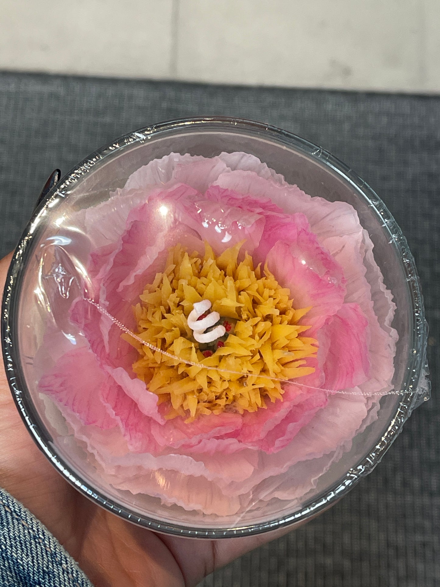 Peony Light Pink Flower Candle (Glass Vase)