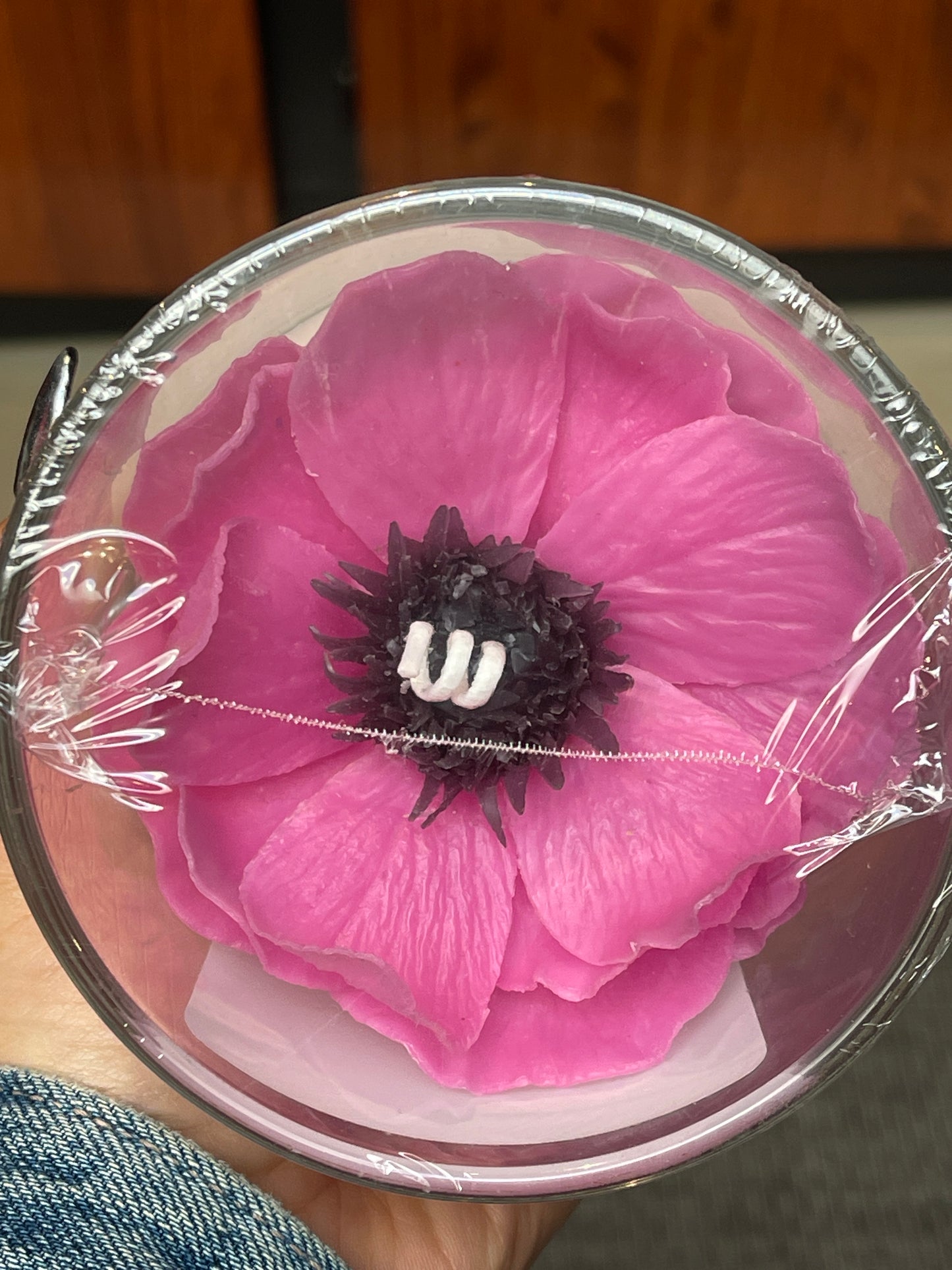Anemone Pink Flower Candle (Glass Vase)