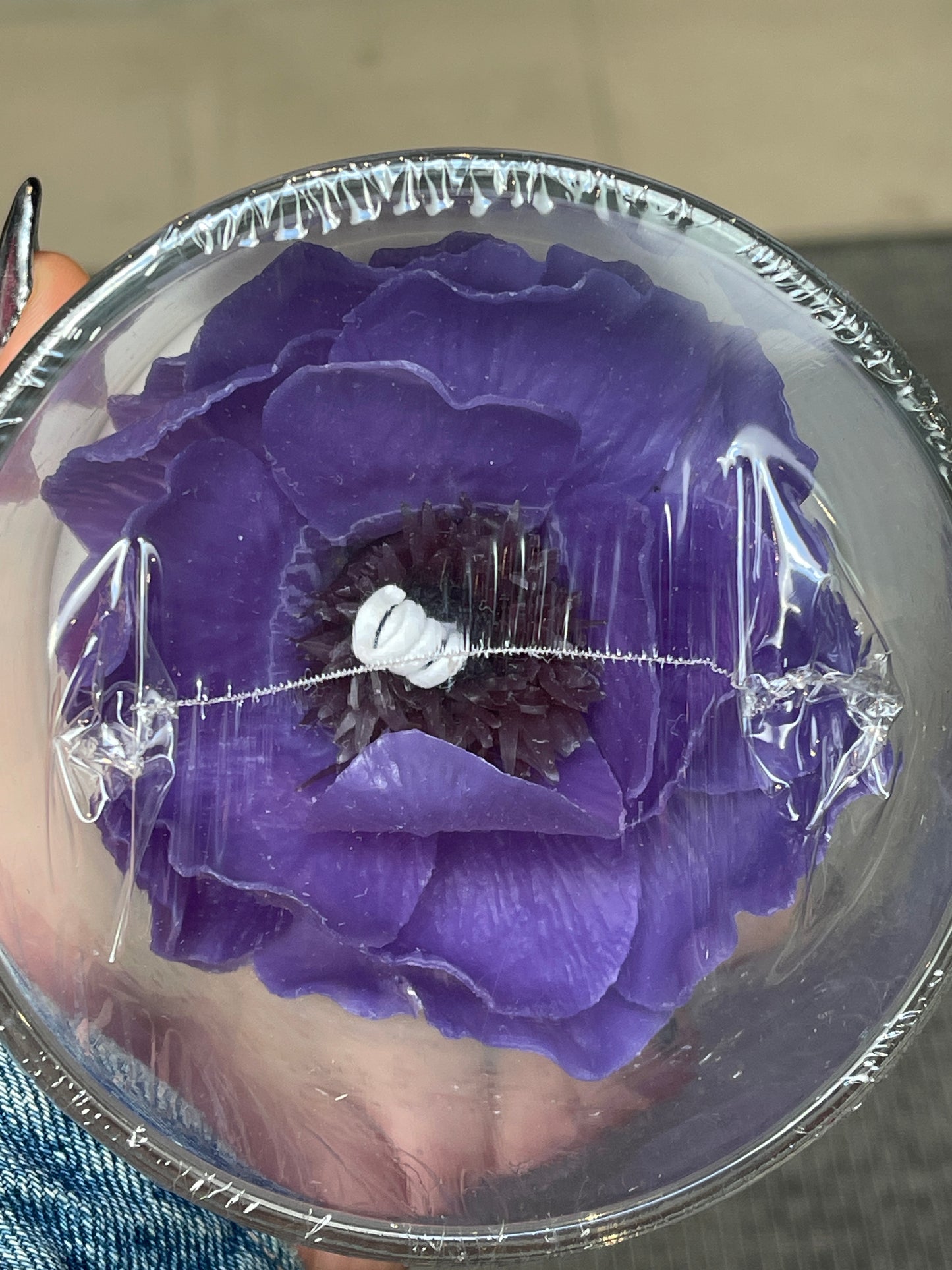 Anemone Blue Flower Candle (Glass Vase)