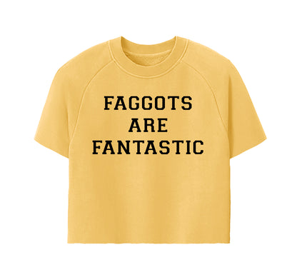 Faggots are Fantastic Hand Cropped Raglan Crewneck