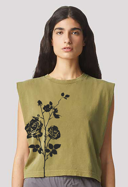Rose Cropped Muscle Tank