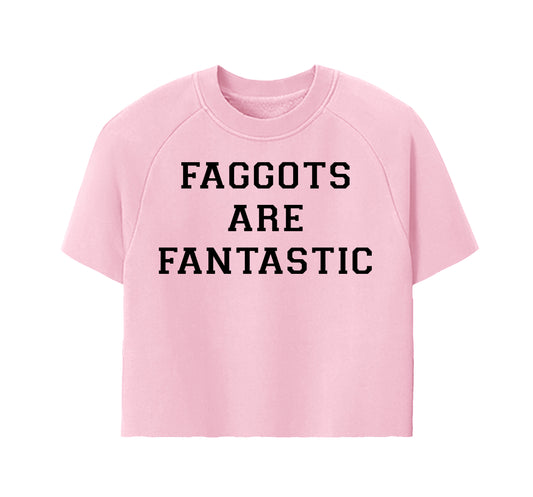 Faggots are Fantastic Hand Cropped Raglan Crewneck