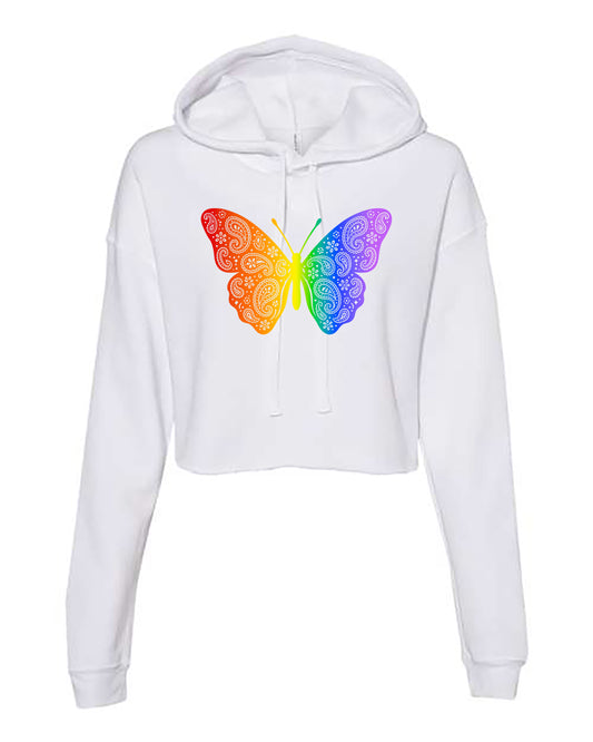 Rainbow Butterfly Pullover Crop