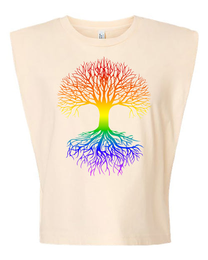 Rainbow Tree Cropped Muscle Tank