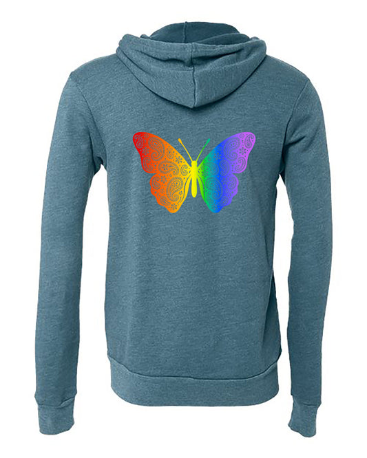Rainbow Butterfly Zipper Hoodie