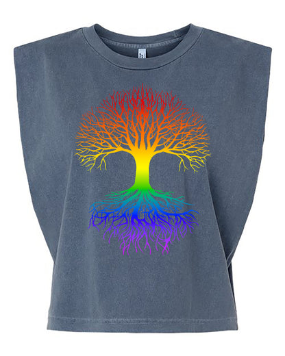 Rainbow Tree Cropped Muscle Tank