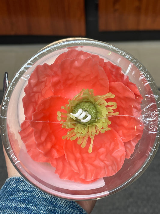 Poppy Orange Flower Candle (Glass Vase)