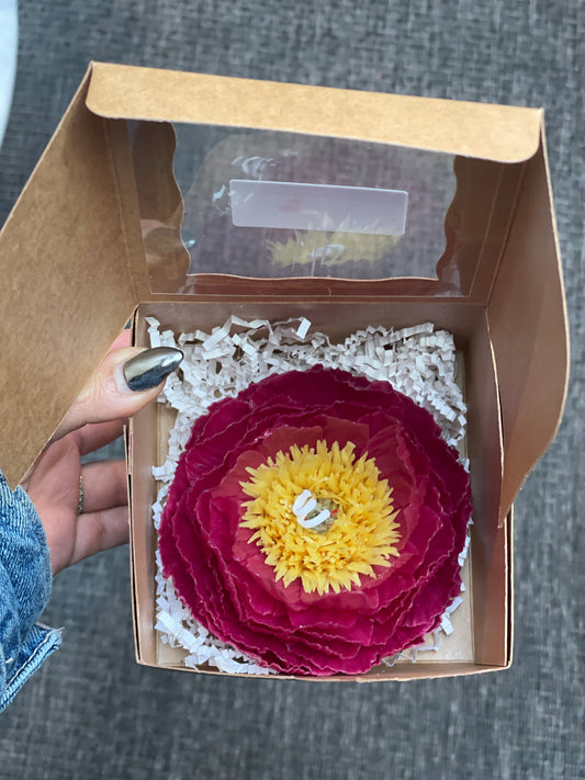 Peony Burgundy Flower Candle (Cardboard Box)