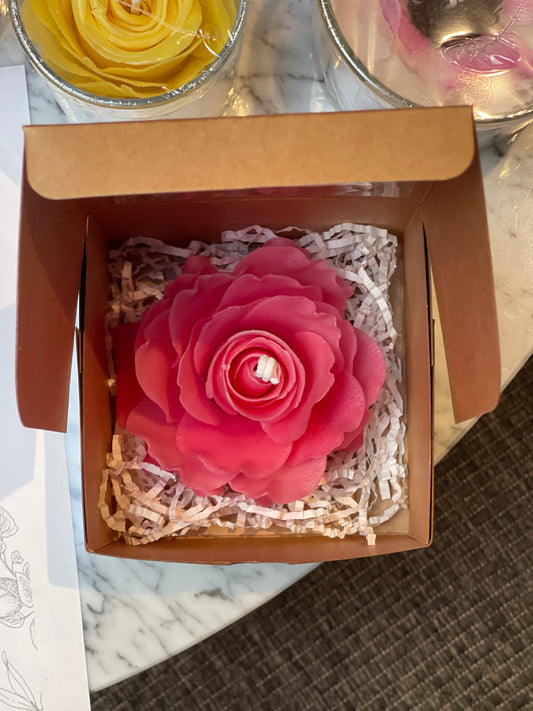 Rose Pink Flower Candle (Cardboard Box)
