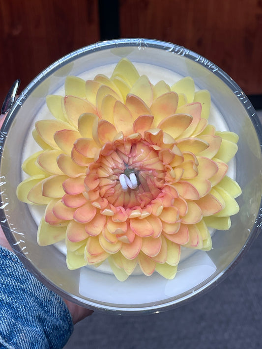 Dahlia Yellow Flower Candle (Glass Vase)