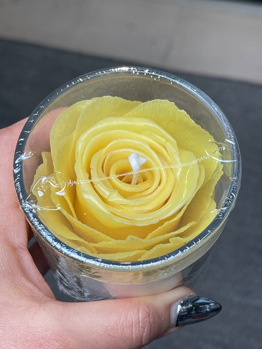 Rose Yellow Flower Candle (Glass Vase)