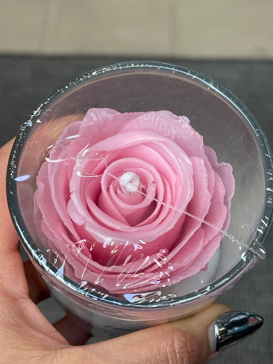 Rose Light Pink Flower Candle (Glass Vase)