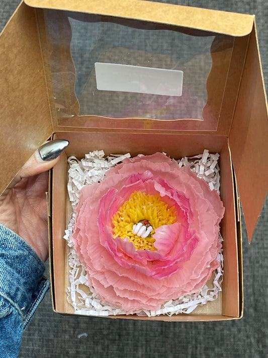 Peony Pink Flower Candle (Cardboard Box)