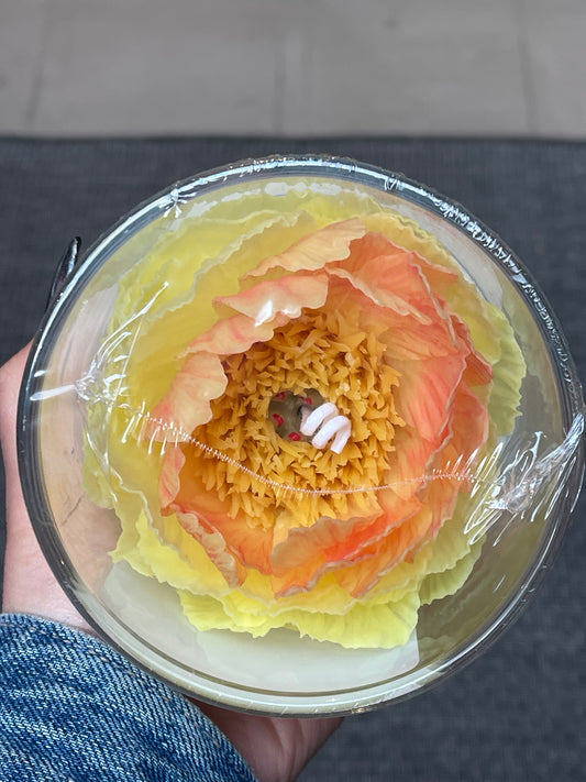 Peony Yellow Flower Candle (Glass Vase)