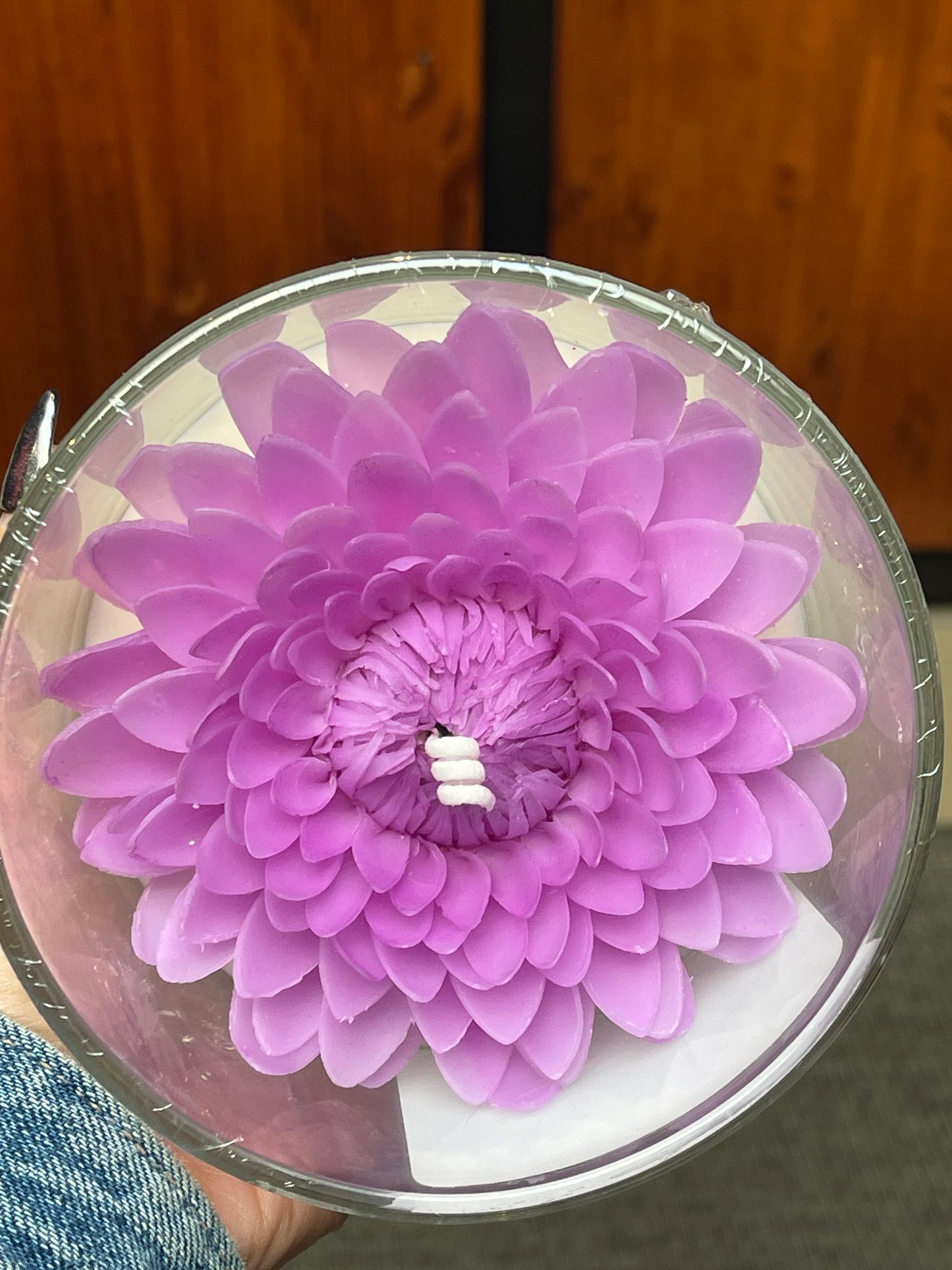 Dahlia Purple Flower Candle (Glass Vase)