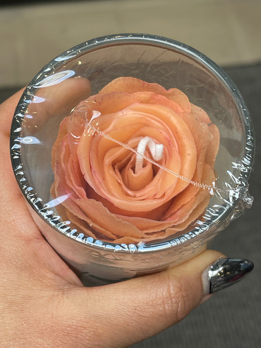 Rose Orange Flower Candle (Glass Vase)