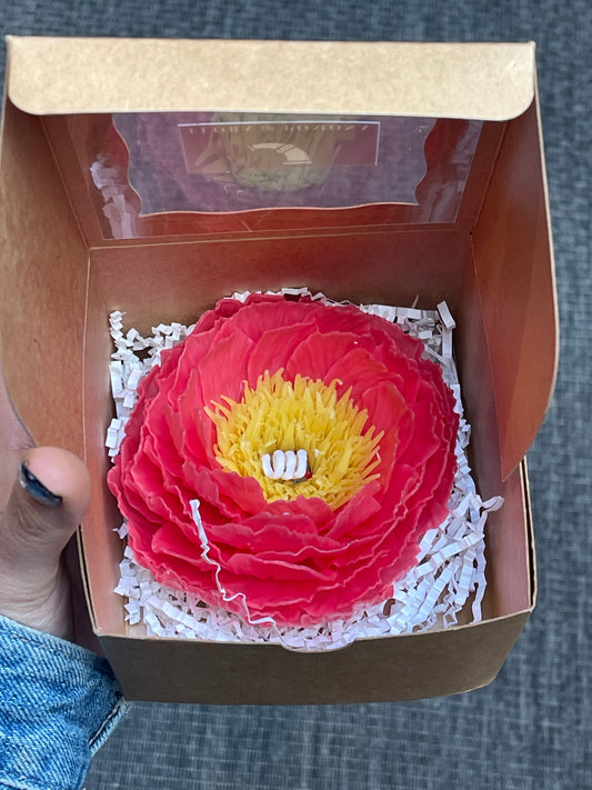 Peony Coral Flower Candle (Cardboard Box)