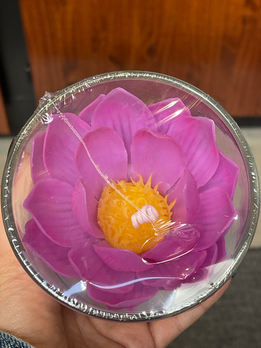 Lotus Purple Flower Candle (Glass Vase)